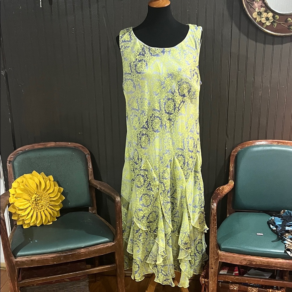 Amanda Lane Yellow and Blue High Low Dress